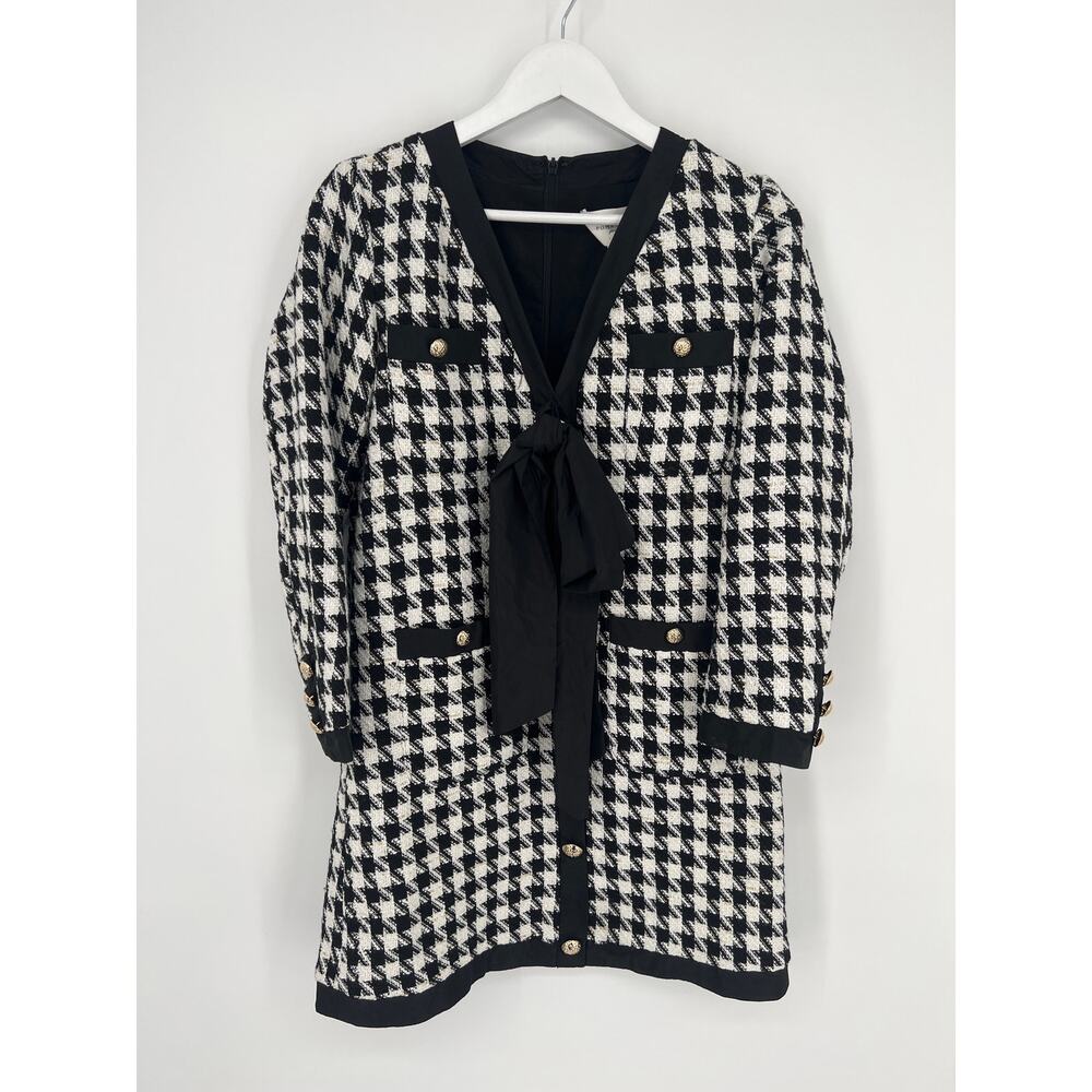 Tuckernuck Black and White Houndstooth Mini Dress with Bow - Picture 10 of 11
